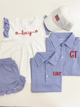Load image into Gallery viewer, Griffin Polo - Blue & White Stripe