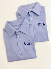Load image into Gallery viewer, Griffin Polo - Blue & White Stripe