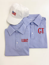 Load image into Gallery viewer, Griffin Polo - Blue &amp; White Stripe
