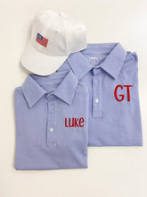 Load image into Gallery viewer, Griffin Polo - Blue & White Stripe
