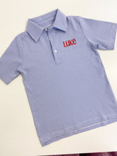 Load image into Gallery viewer, Griffin Polo - Blue & White Stripe