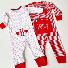 Load image into Gallery viewer, Red Bitty Dot Drop Seat Holiday Pajamas