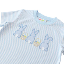 Load image into Gallery viewer, Blue Easter Bunny Trio Applique
