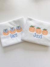 Load image into Gallery viewer, Kid's Pumpkin Bow Trio Tee