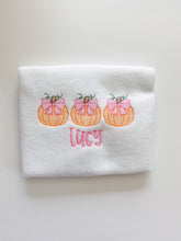 Load image into Gallery viewer, Kid's Pumpkin Bow Trio Tee