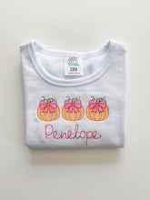 Load image into Gallery viewer, Kid's Pumpkin Bow Trio Tee