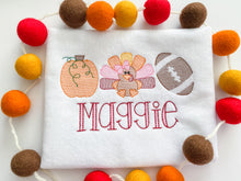 Load image into Gallery viewer, Fall Turkey Girl Trio Holiday Shirt or Onesie