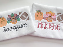 Load image into Gallery viewer, Fall Turkey Girl Trio Holiday Shirt or Onesie