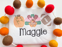 Load image into Gallery viewer, Fall Turkey Girl Trio Holiday Shirt or Onesie