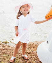 Load image into Gallery viewer, White with Pink Ruffle Seersucker Cover-Up