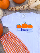 Load image into Gallery viewer, Pumpkins with Blue Seersucker Tee Or Onesie