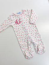 Load image into Gallery viewer, Pima Cotton Floral Footie Pajamas