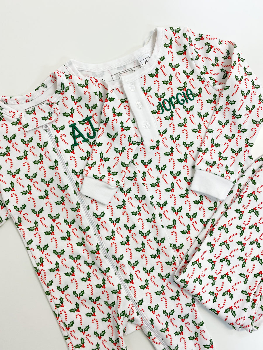 Candy Cane Smocked Footie main image 0
