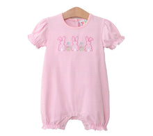 Load image into Gallery viewer, Pink Easter Bunny Trio Applique ROMPER