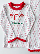 Load image into Gallery viewer, Red Bitty Dot Ruffle Holiday Pajamas lo