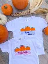 Load image into Gallery viewer, Pumpkins with Pink Seersucker Tee Or Onesie
