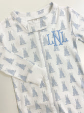 Load image into Gallery viewer, Blue Bunny Pima Cotton Zip Footie