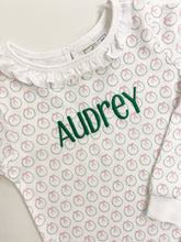 Load image into Gallery viewer, Holiday Wreath Ruffle Pima Cotton Two Piece Pajamas