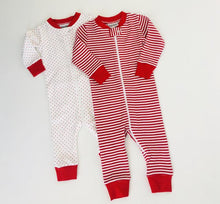 Load image into Gallery viewer, Red Bitty Dot Drop Seat Holiday Pajamas