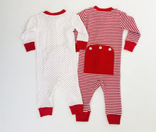 Load image into Gallery viewer, Red Bitty Dot Drop Seat Holiday Pajamas