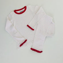 Load image into Gallery viewer, Red Bitty Dot Ruffle Holiday Pajamas lo