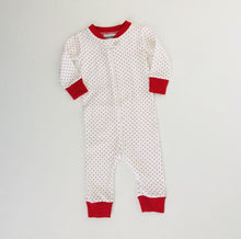 Load image into Gallery viewer, Red Bitty Dot Drop Seat Holiday Pajamas