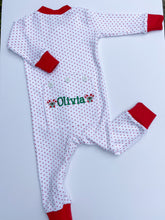 Load image into Gallery viewer, Red Bitty Dot Drop Seat Holiday Pajamas