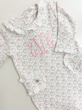 Load image into Gallery viewer, Holiday Wreath Ruffle Pima Cotton Footie