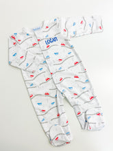 Load image into Gallery viewer, Pima Cotton Cars Footie Pajamas

