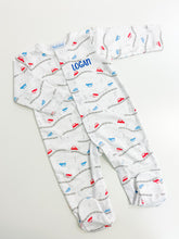 Load image into Gallery viewer, Pima Cotton Cars Footie Pajamas