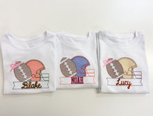 Load image into Gallery viewer, Football Helmet Bow Tee Or Onesie