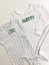 Load image into Gallery viewer, Holiday Wreath Ruffle Pima Cotton Two Piece Pajamas