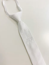 Load image into Gallery viewer, White Cross Embroidered Kid&#39;s Tie
