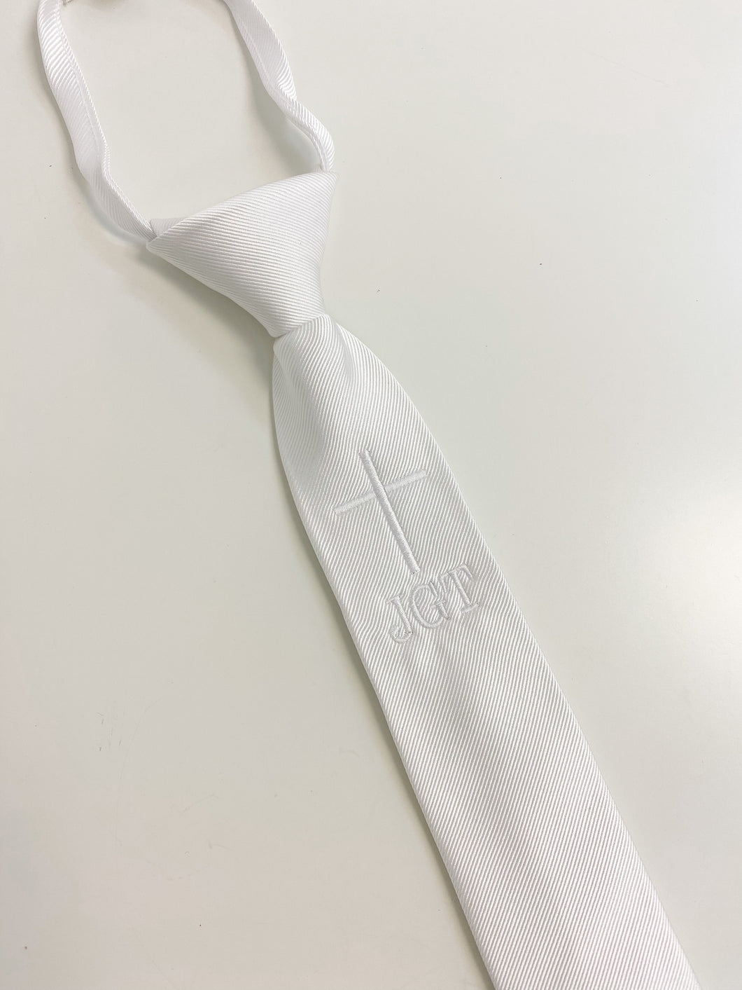 White Cross Embroidered Kid's Tie