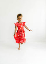 Load image into Gallery viewer, Red Dot Twirl Dress