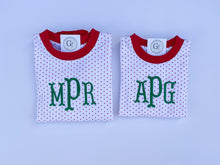 Load image into Gallery viewer, Red Bitty Dot Ruffle Holiday Pajamas lo