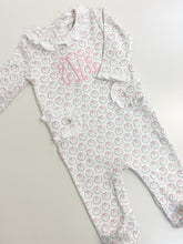 Load image into Gallery viewer, Holiday Wreath Ruffle Pima Cotton Footie