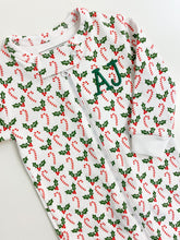 Load image into Gallery viewer, Candy Cane Pima Cotton Zip Footie