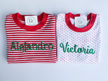 Load image into Gallery viewer, Red Bitty Dot Ruffle Holiday Pajamas lo