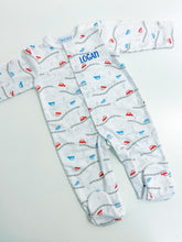 Load image into Gallery viewer, Pima Cotton Cars Footie Pajamas