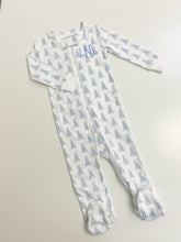 Load image into Gallery viewer, Blue Bunny Pima Cotton Zip Footie