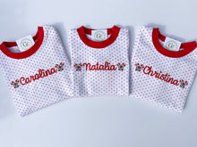 Load image into Gallery viewer, Red Bitty Dot Ruffle Holiday Pajamas lo