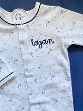 Load image into Gallery viewer, Pima Cotton Baseball Footie Pajamas