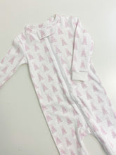 Load image into Gallery viewer, Pink Bunny Pima Cotton Zip Footie