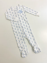 Load image into Gallery viewer, Blue Bunny Pima Cotton Zip Footie