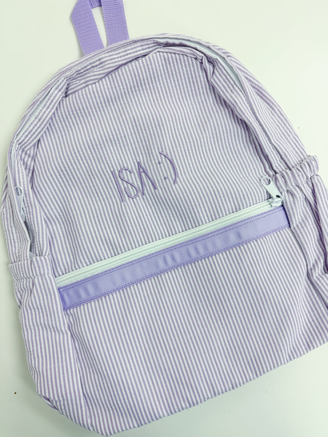 Isa :) Lilac Seersucker Med Backpack - No Flaws