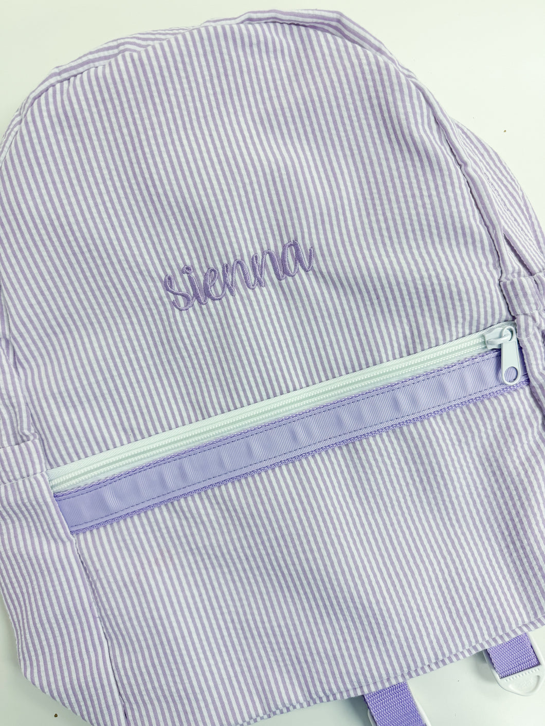 Sienna Lilac Seersucker Med Backpack - No Flaws