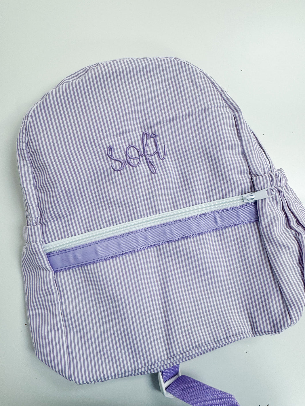 Sofi Lilac Seersucker Med Backpack - No Flaws