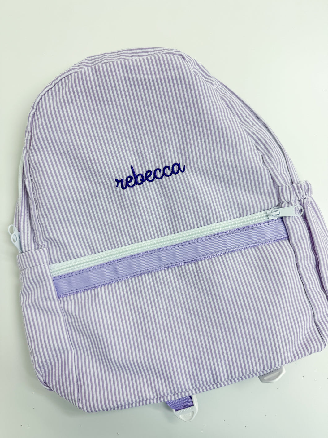 Rebecca Lilac Seersucker Med Backpack - No Flaws