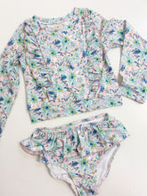 Load image into Gallery viewer, Size 6 Mint Floral Ruffle Bathing Suit
